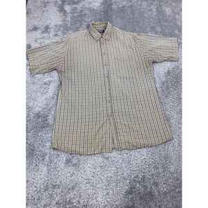 Vtg REPP Shirt Mens XLT Extra Large Tall Beige Check Western Button Down 90s Y2K